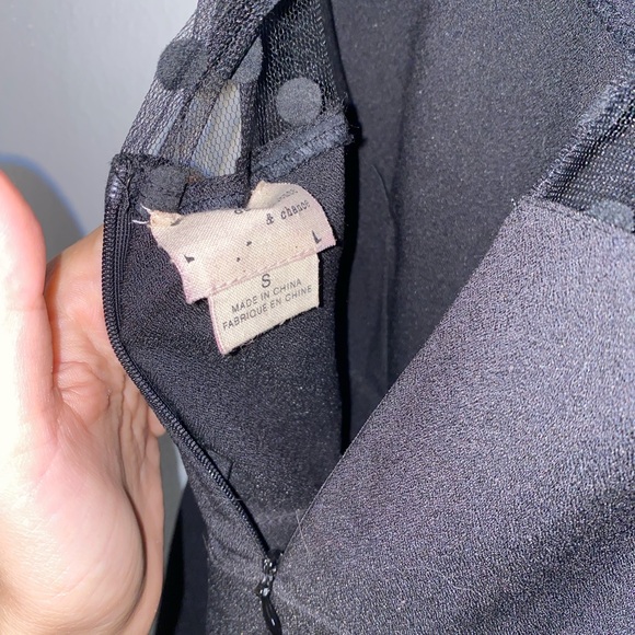 Anthropologie Coincidence & Chance Polka Dot Dress Size Medium Black Mesh Mini - Picture 4 of 5